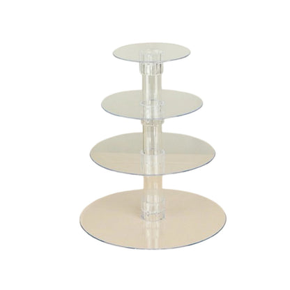 Home Collection Round 4-Tier Acrylic Cupcake and Dessert Display Stand Clear 14"