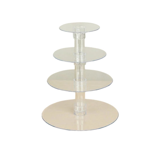 Home Collection Round 4-Tier Acrylic Cupcake and Dessert Display Stand Clear 14"