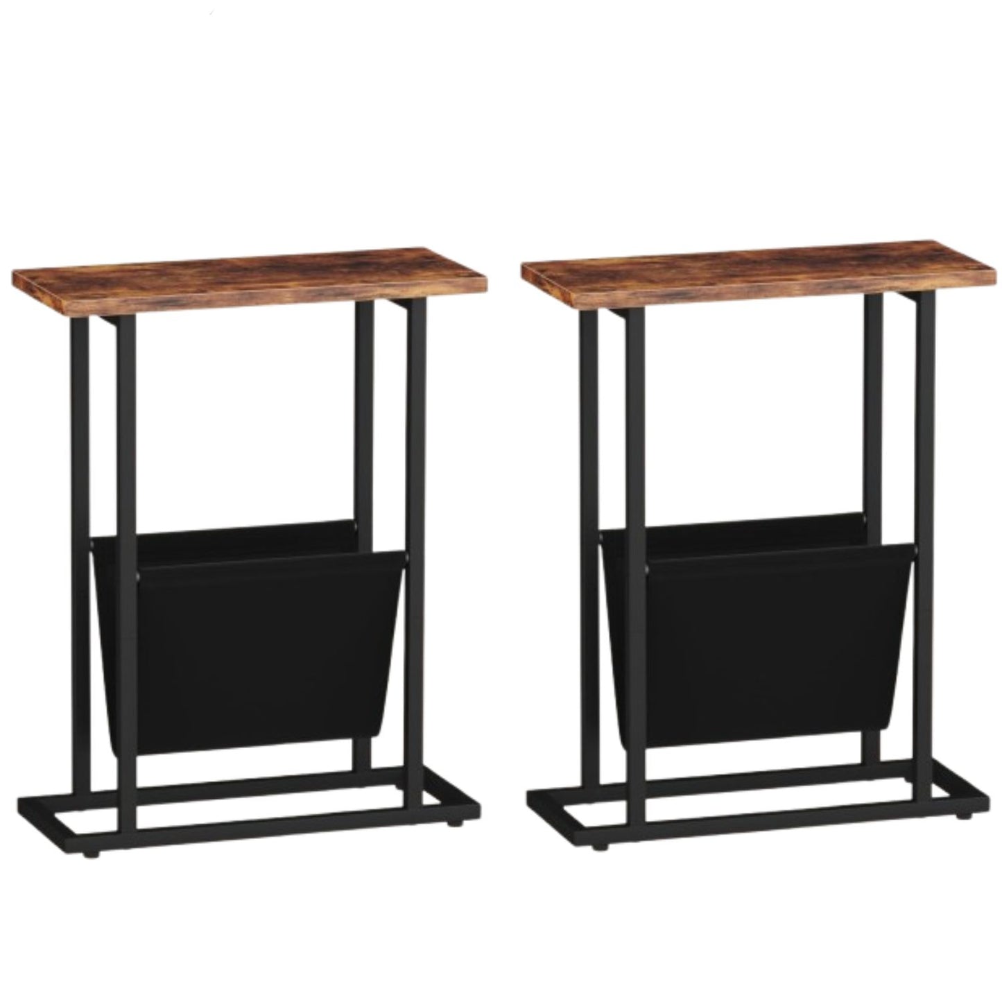 Home Collection 2Pcs Narrow Side Table with Magazine Holder