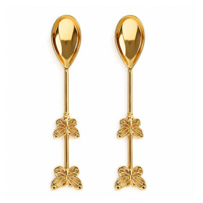 Home Collection Pack of 10 Gold Metal Butterfly Handle Coffee Spoons