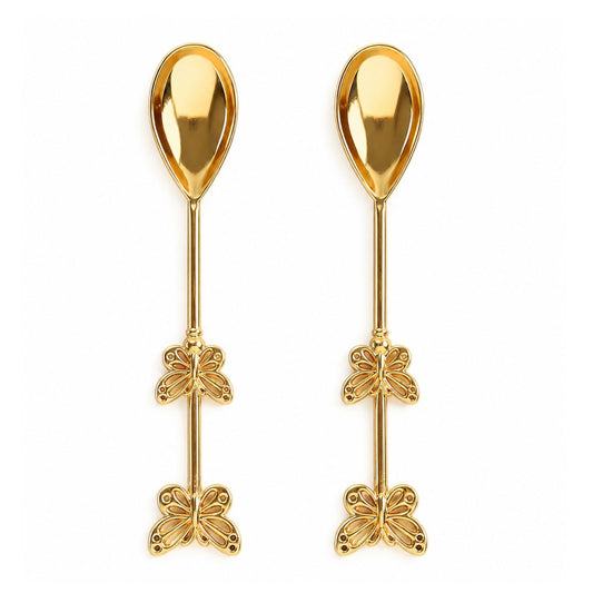 Home Collection Pack of 10 Gold Metal Butterfly Handle Coffee Spoons