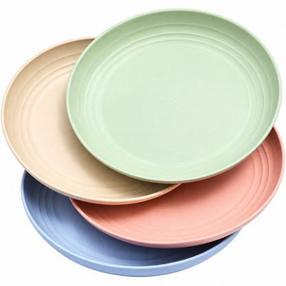 Home Collection 4Pcs Unbreakable Wheat Straw Plates 9"