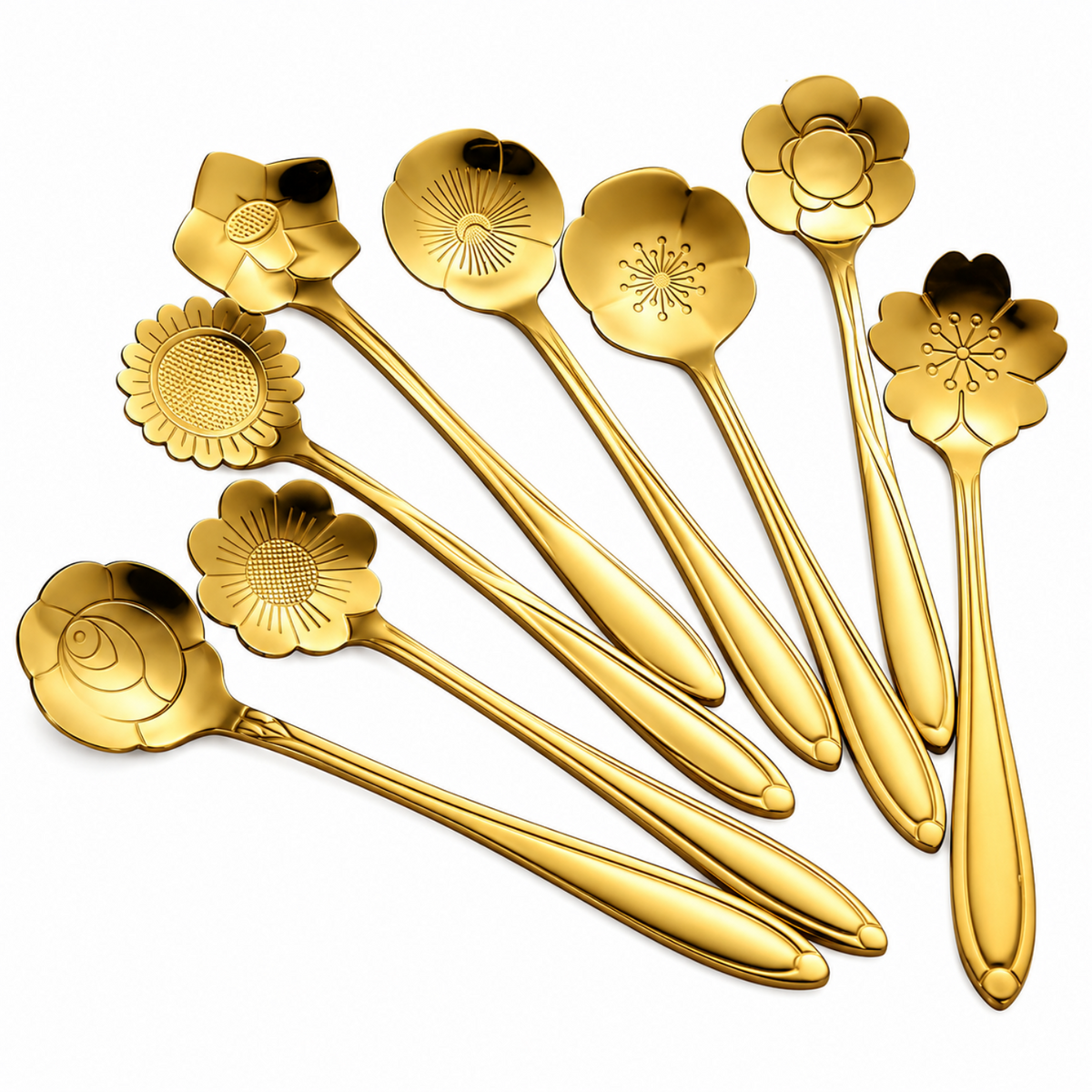 Home Collection 8-Piece Gold Flower Scoop Set