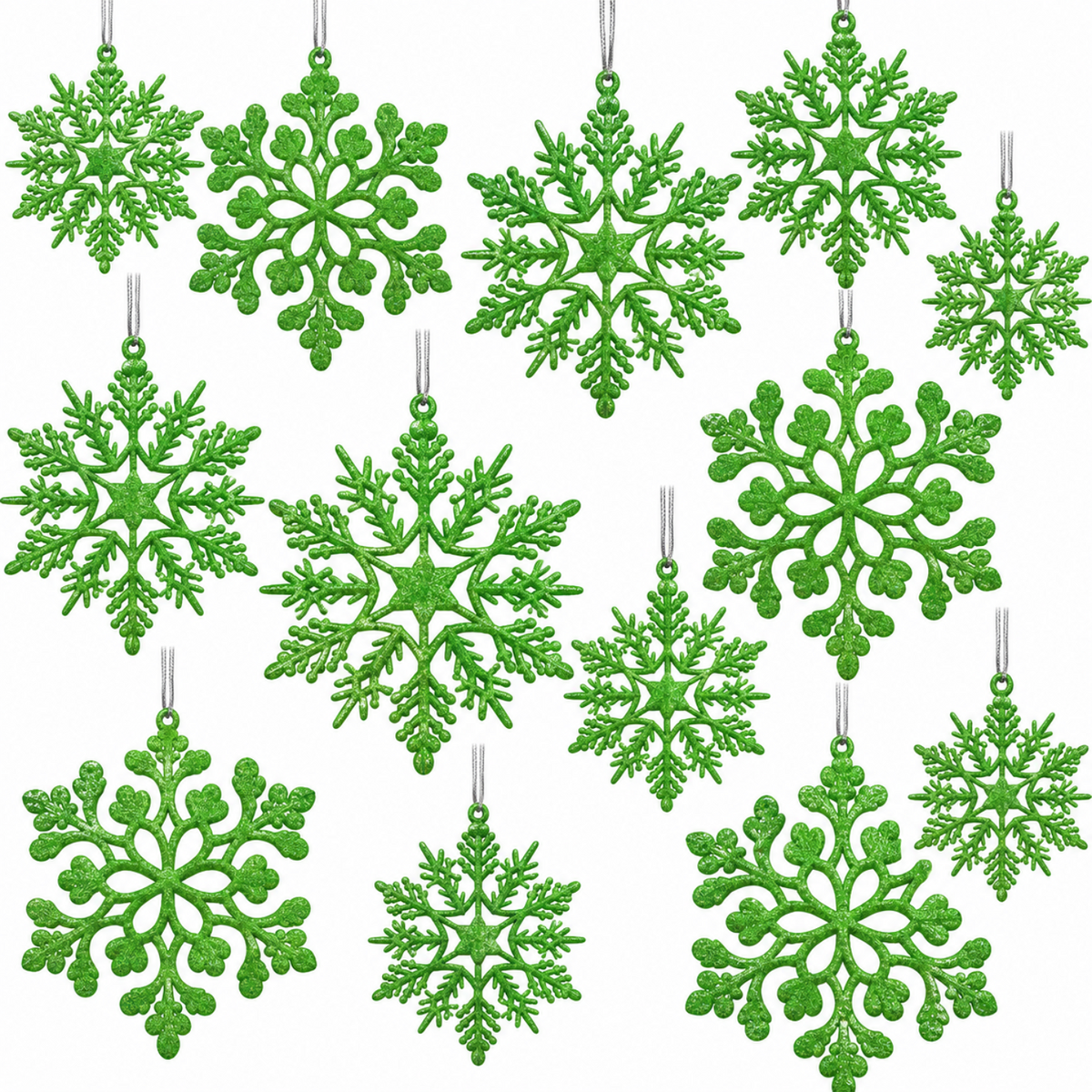 Home Collection Pack of 36 Christmas Snowflake Ornaments Plastic Hanging Winter Holiday Decorations