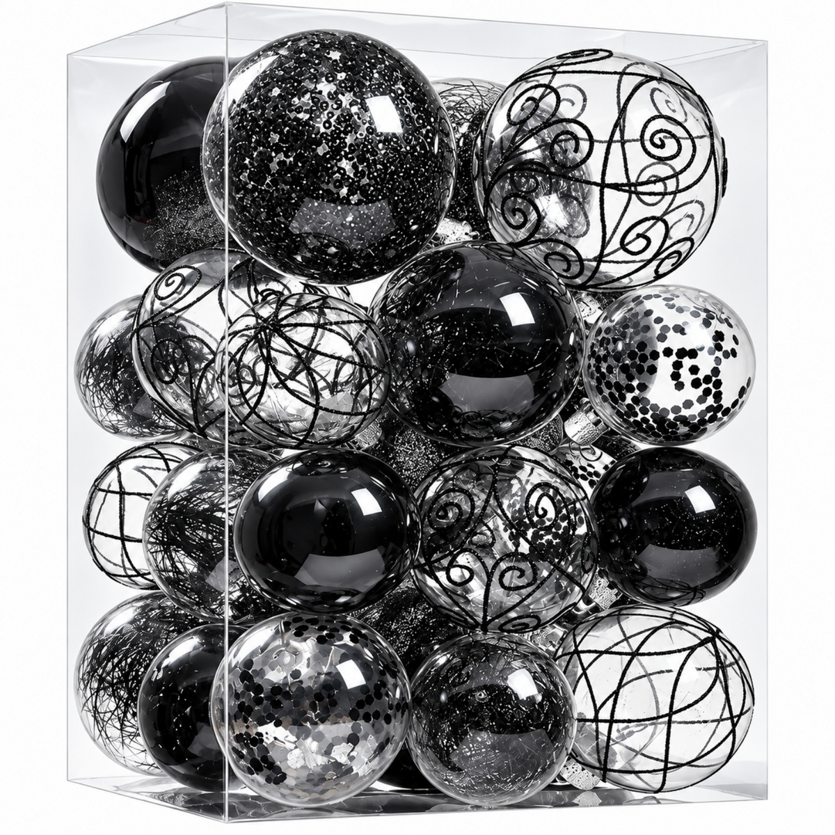 Home Collection Clear Shatterproof Christmas Ball Ornaments Large Plastic Hanging Baubles with Decorative Fillings