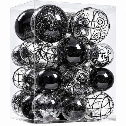 Home Collection Clear Shatterproof Christmas Ball Ornaments Large Plastic Hanging Baubles with Decorative Fillings