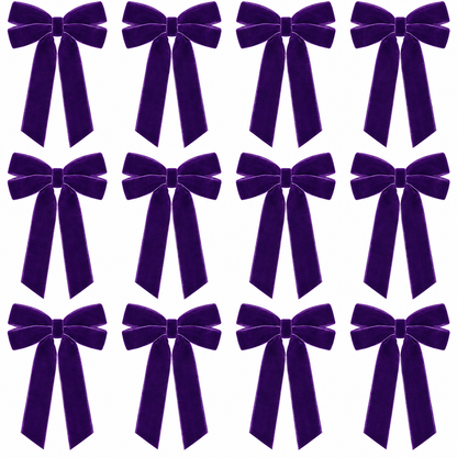 Home Collection Pack of 12 Velvet Christmas Ribbon Bows 5x10 Inch Holiday Tree Decorations