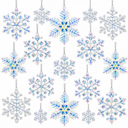 Home Collection Pack of 36 Christmas Snowflake Ornaments Plastic Hanging Winter Holiday Decorations