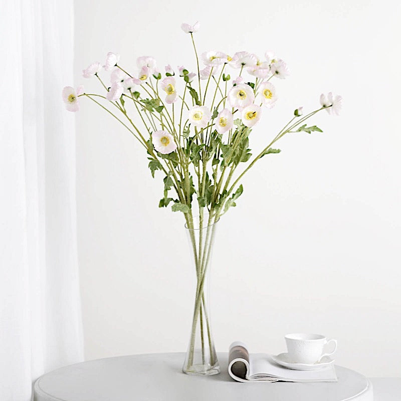 2-Pack 33” Silk Artificial Poppy Flower Bushes – Long Stem Wedding & Party Decor