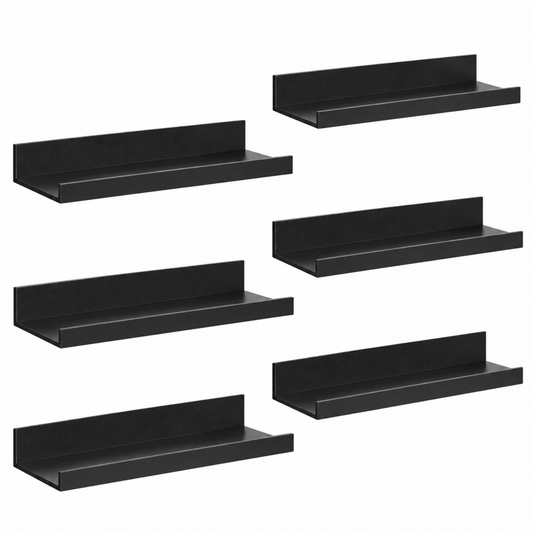 Home Collection Floating Wall Shelves Set of 6 Black