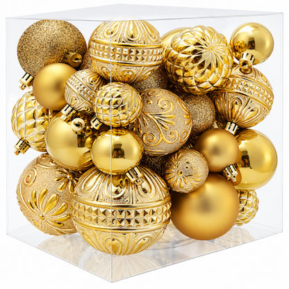 Home Collection Pack of 36 Shatterproof Christmas Ball Ornaments 6 Styles in 3 Sizes