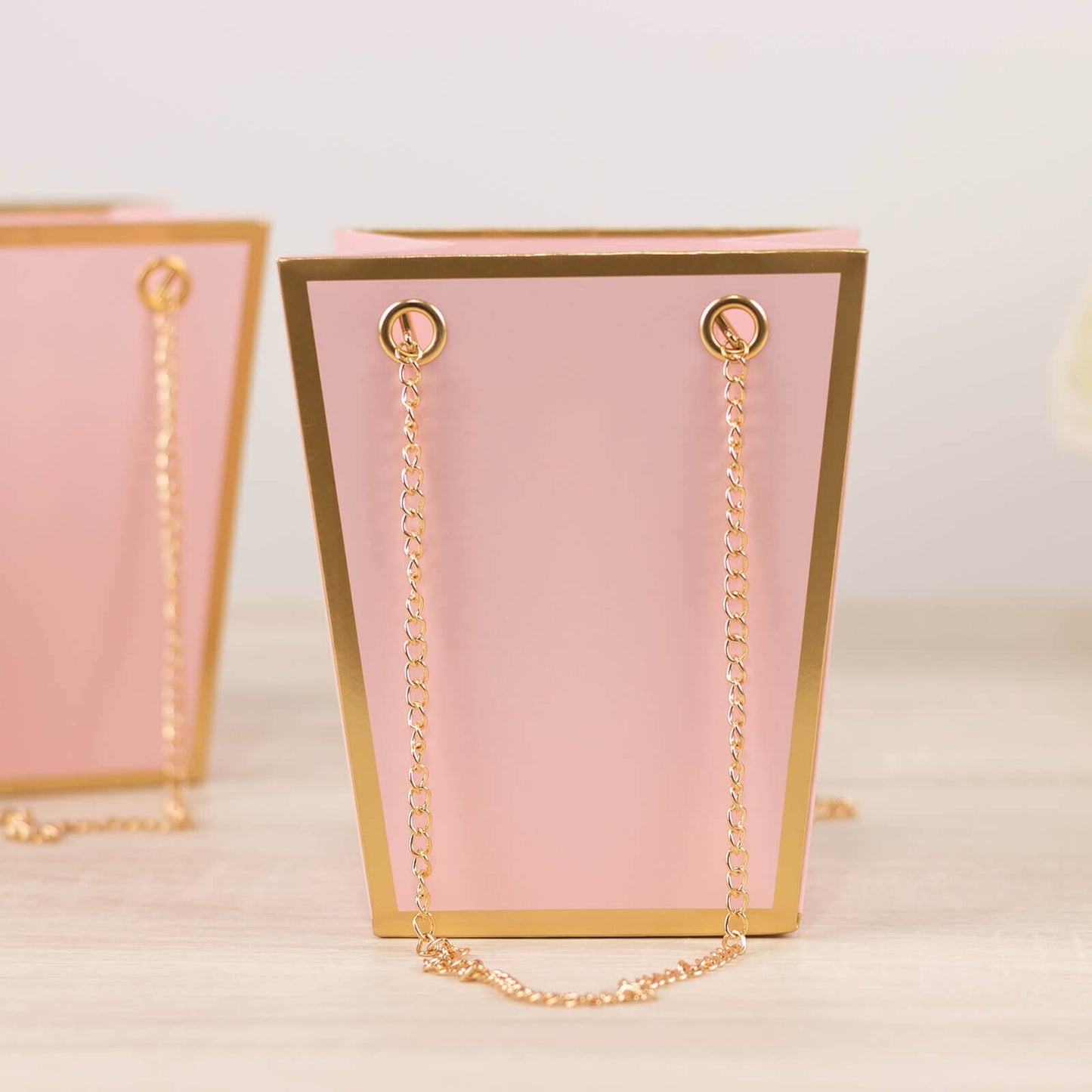 Pack of 6 Edge Trapezoid Paper Gift Bags 5 Inch Gold