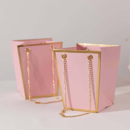 Pack of 6 Edge Trapezoid Paper Gift Bags 5 Inch Gold
