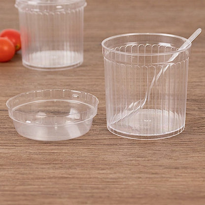 Home Collection Pack of 24 Clear Ribbed Plastic Dessert Cups 5oz