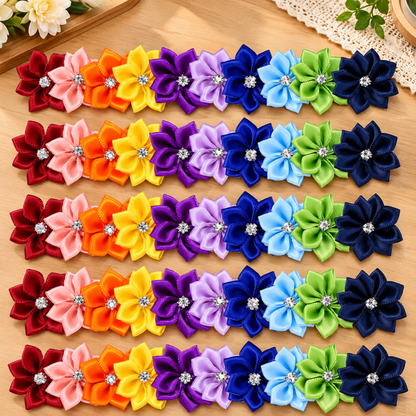 Home Collection 50-Pc Satin Ribbon Daisy Flower Heads with Rhinestones