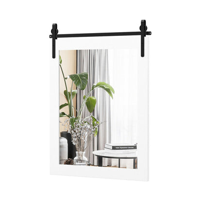 30" x 22" Natural Wall Mount Mirror with Solid Wood Frame
