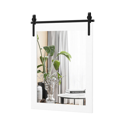 30" x 22" Natural Wall Mount Mirror with Solid Wood Frame
