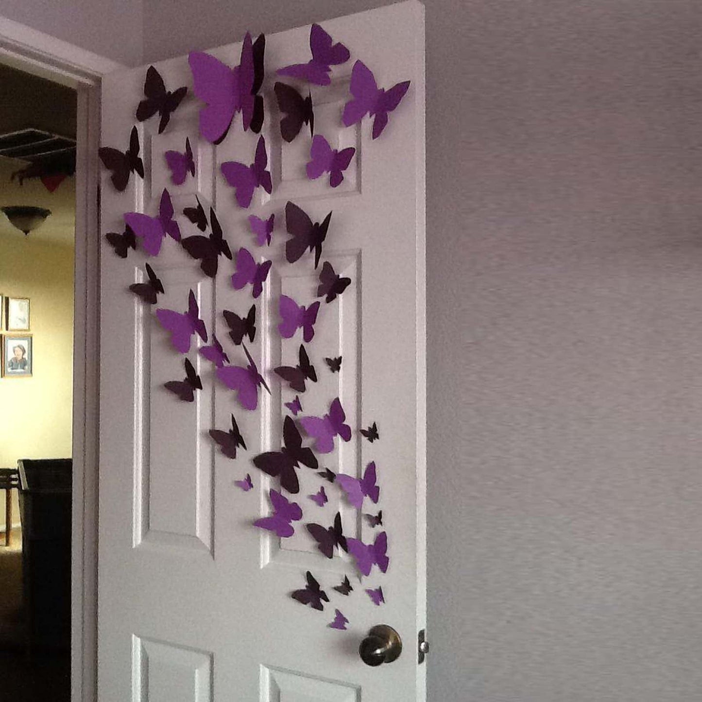 Home Collection 24Pcs Assorted Purple 3D Butterfly Wall Stickers