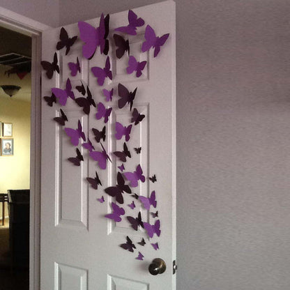 Home Collection 24Pcs Assorted Purple 3D Butterfly Wall Stickers