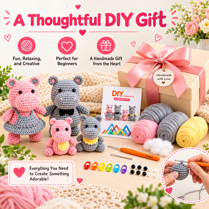 Home Collection Hippo Family Crochet Kit for Beginners