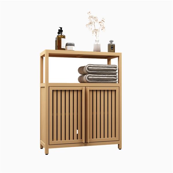 Large Bamboo Storage Cabinet with Shelves
