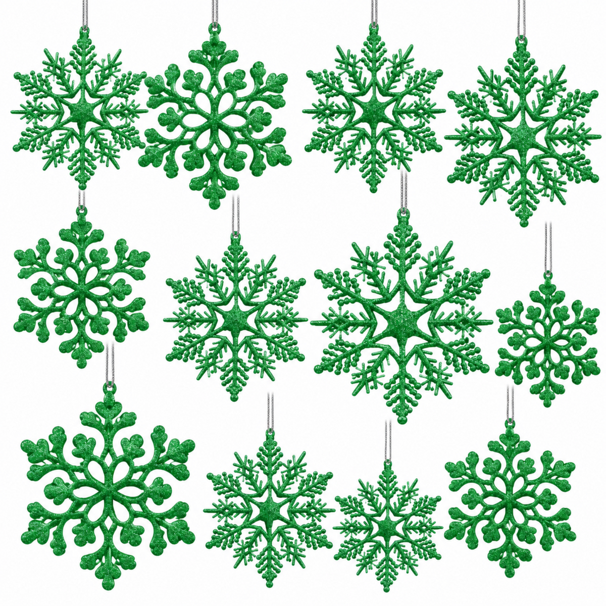 Home Collection Pack of 36 Christmas Snowflake Ornaments Plastic Hanging Winter Holiday Decorations