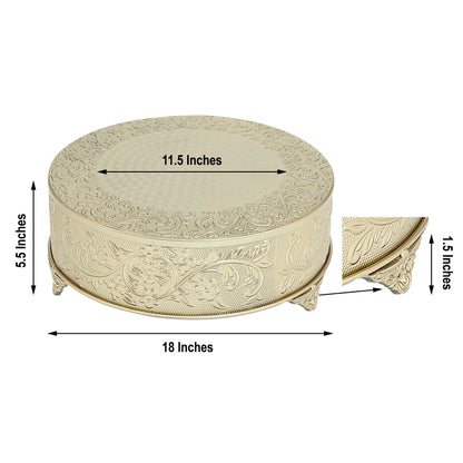 Home Collection 18" Round Floral Embossed Metal Cake Stand Dessert Holder