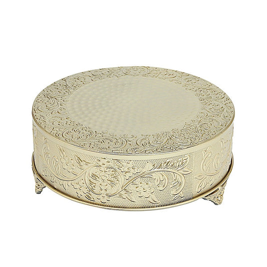 Home Collection 18" Round Floral Embossed Metal Cake Stand Dessert Holder