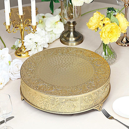 Home Collection 18" Round Floral Embossed Metal Cake Stand Dessert Holder