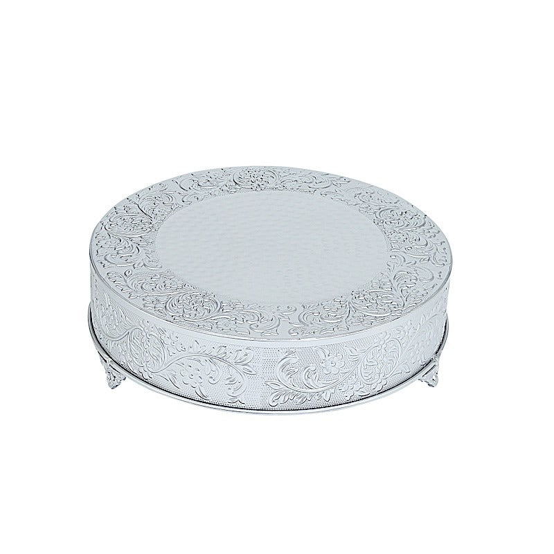 Home Collection 18" Round Floral Embossed Metal Cake Stand Dessert Holder