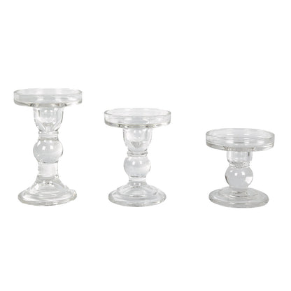 3Pcs Glass Pillar Candle Holders