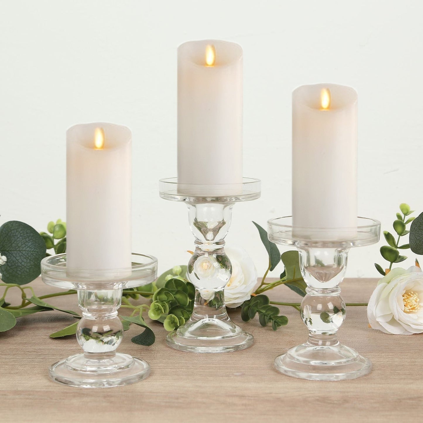 3Pcs Glass Pillar Candle Holders