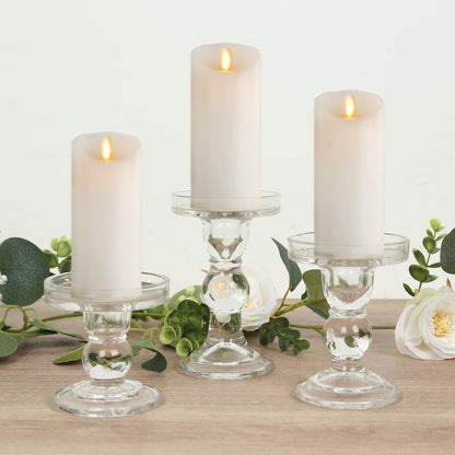 3Pcs Glass Pillar Candle Holders