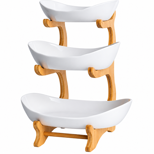 Home Collection 3-Tier Ceramic Fruit Bowl Stand