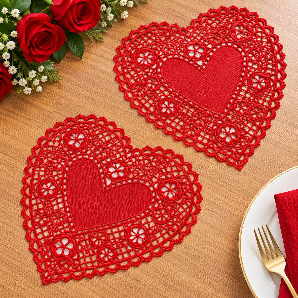 Home Collection 18-Pc 6-Inch Red Foil Paper Heart Doilies