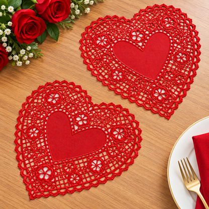 Home Collection 18-Pc 6-Inch Red Foil Paper Heart Doilies