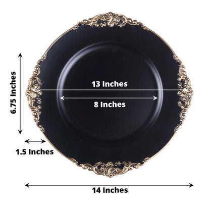 Home Collection 13-Inch Round Acrylic Charger Plates with Embossed Rim