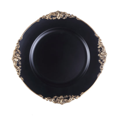 Home Collection 13-Inch Round Acrylic Charger Plates with Embossed Rim