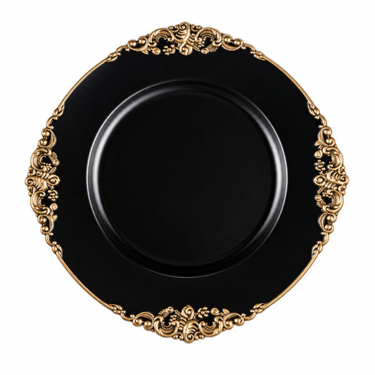 Home Collection 13-Inch Round Acrylic Charger Plates with Embossed Rim
