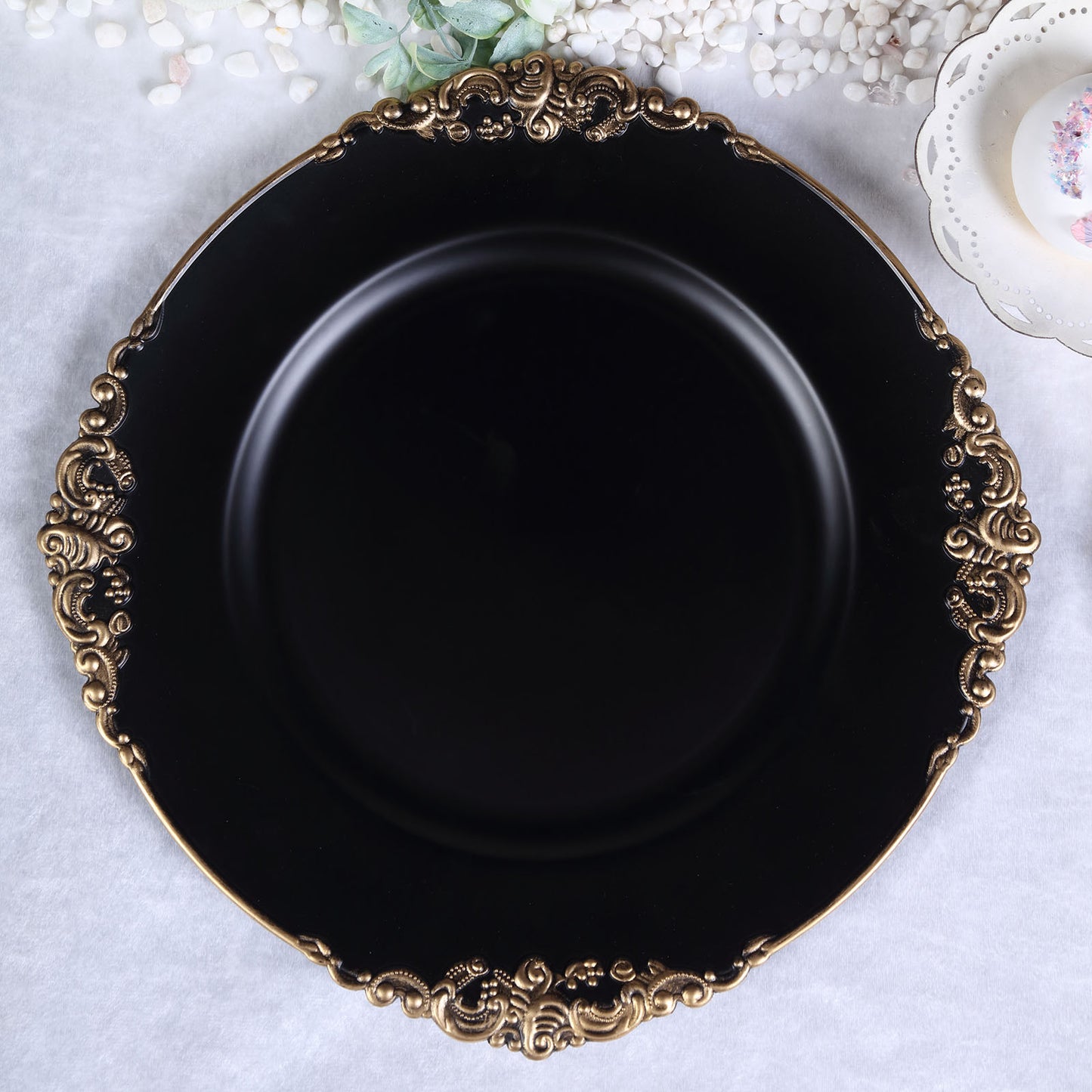 Home Collection 13-Inch Round Acrylic Charger Plates with Embossed Rim