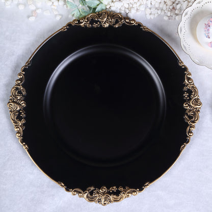Home Collection 13-Inch Round Acrylic Charger Plates with Embossed Rim