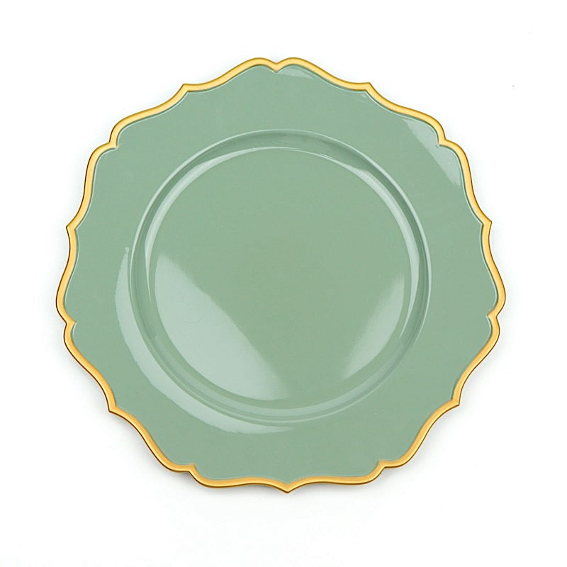 Home Collection 6 Pack 13" Acrylic Charger Plates with Scalloped Trim