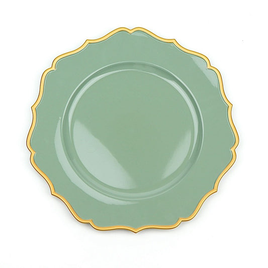 Home Collection 6 Pack 13" Acrylic Charger Plates with Scalloped Trim