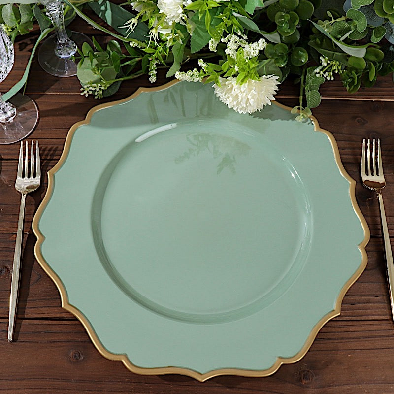 Home Collection 6 Pack 13" Acrylic Charger Plates with Scalloped Trim