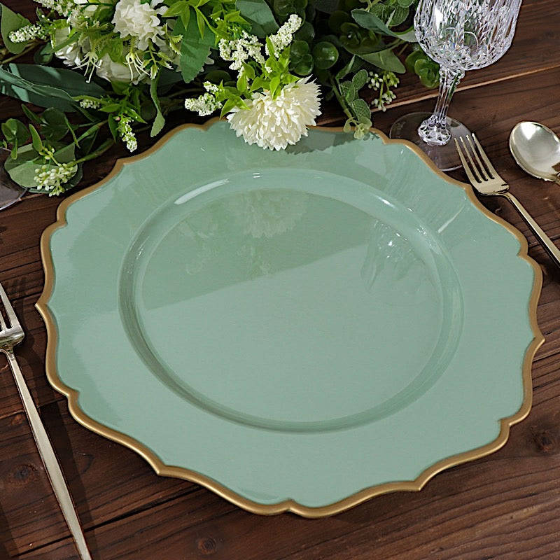 Home Collection 6 Pack 13" Acrylic Charger Plates with Scalloped Trim