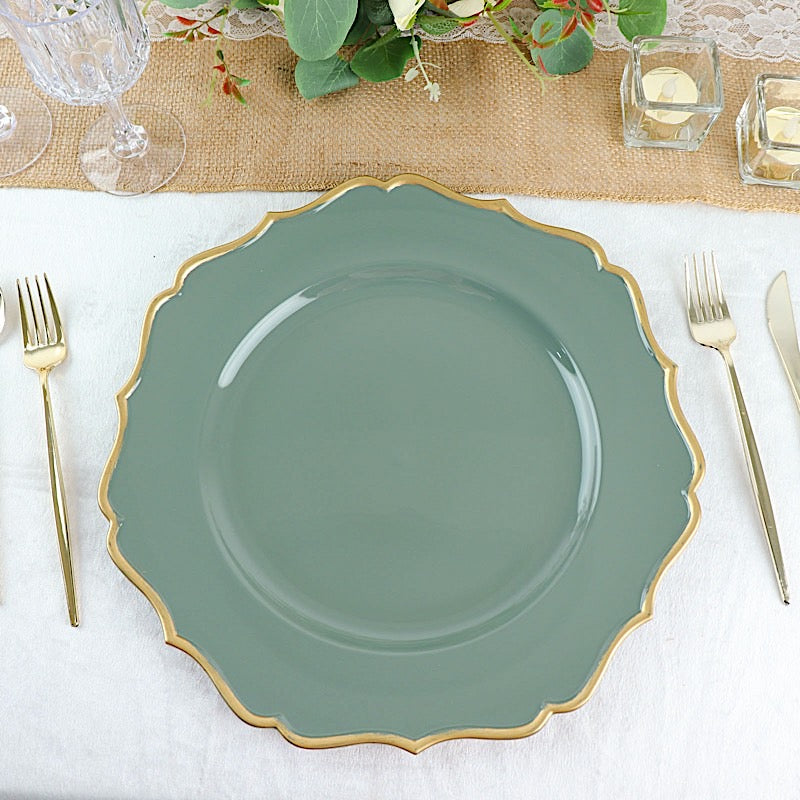 Home Collection 6 Pack 13" Acrylic Charger Plates with Scalloped Trim
