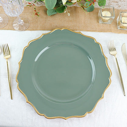 Home Collection 6 Pack 13" Acrylic Charger Plates with Scalloped Trim