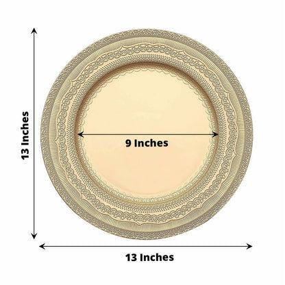 Home Collection 6-Pack 13" Round Acrylic Charger Plates – Lace Embossed Rim Decorative Chargers