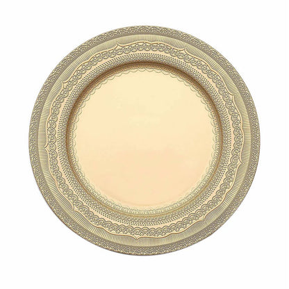 Home Collection 6-Pack 13" Round Acrylic Charger Plates – Lace Embossed Rim Decorative Chargers