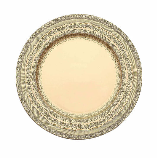 Home Collection 6-Pack 13" Round Acrylic Charger Plates – Lace Embossed Rim Decorative Chargers